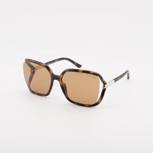 Tom Ford Solange-02 FT1089 52E Sunglasses Havana Square Frame, Brown Lenses